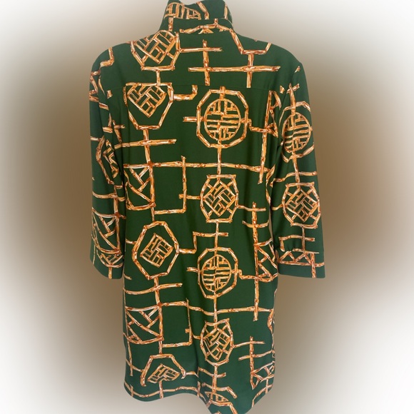 Jude Connally Emerald Dress  with Gold Chain Print- XS green gold , polyester - Picture 5 of 5